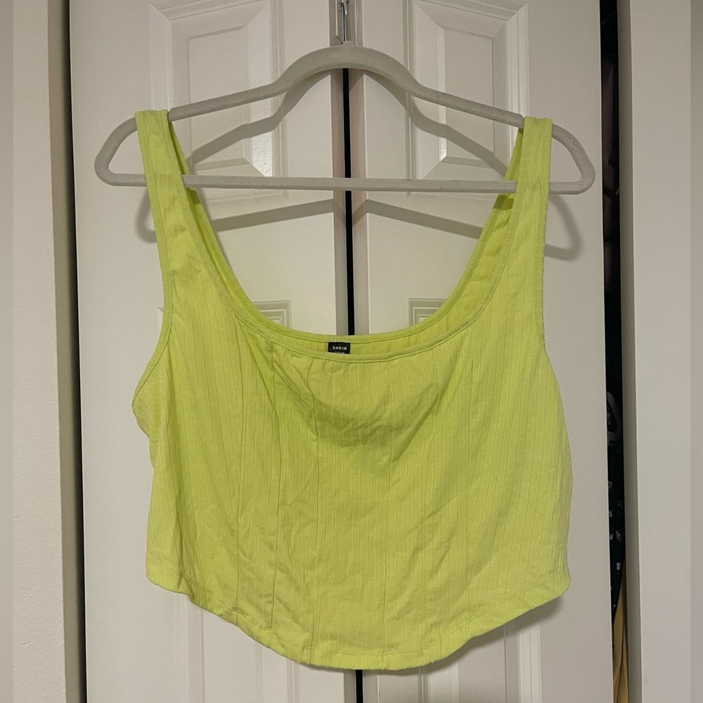 Shein Neon Faux Corset Crop Top